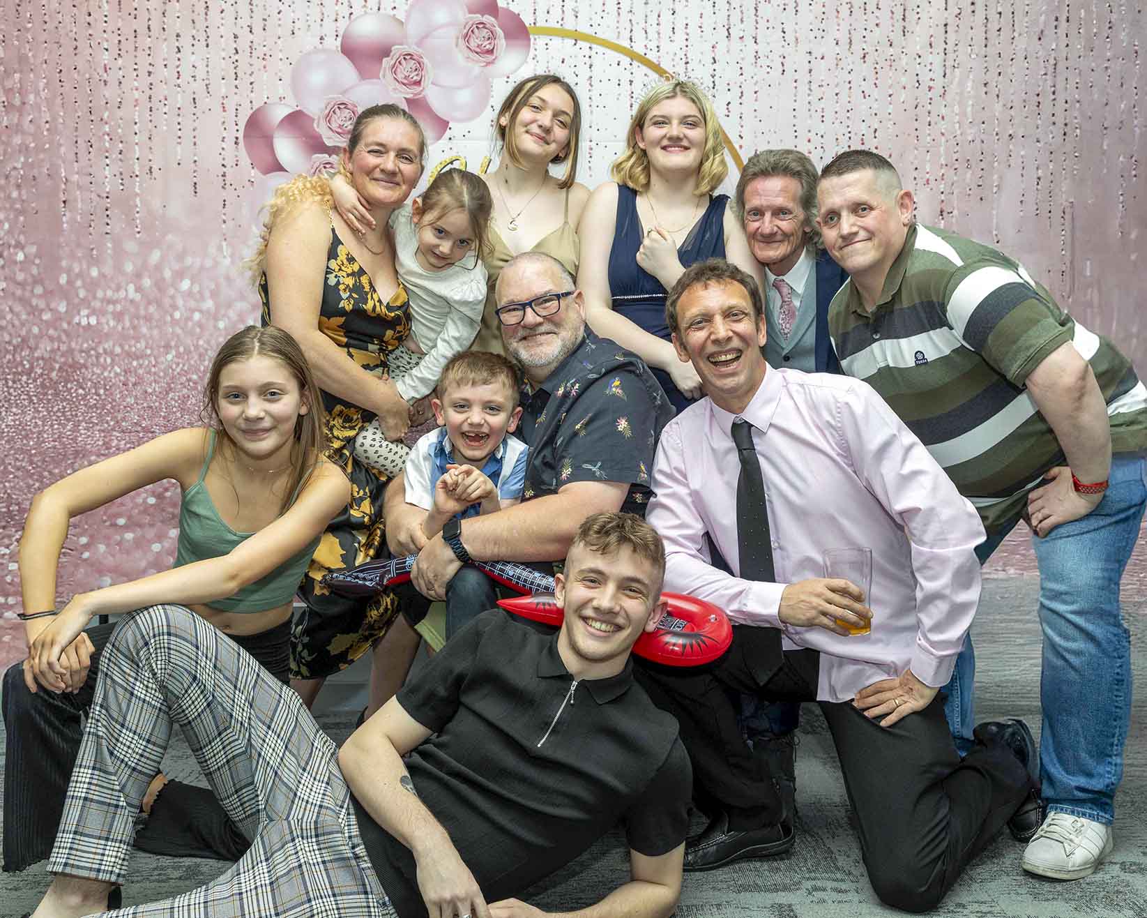 Large family group celebration photoshoot Surrey