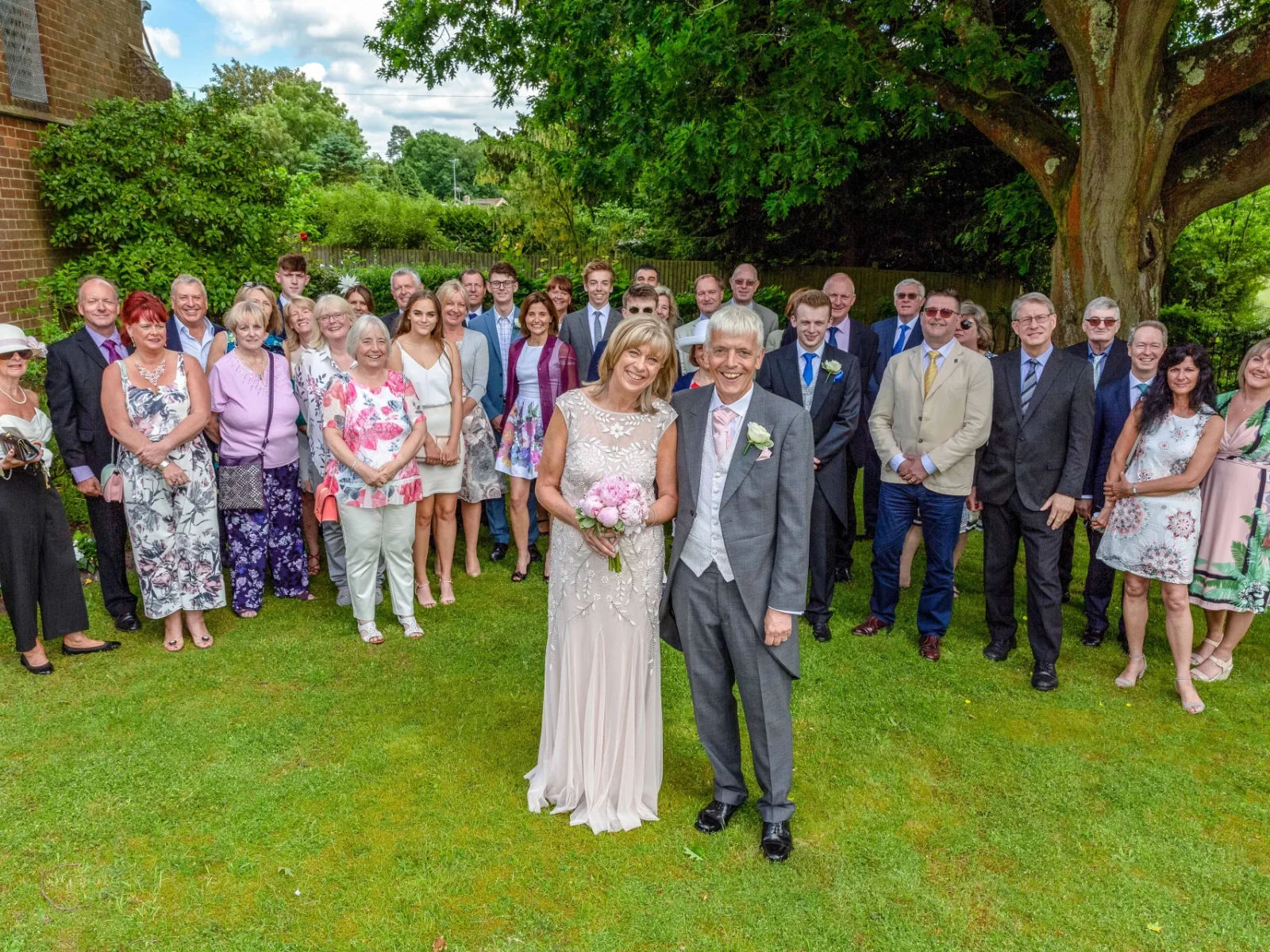 Wedding group at the Bourne Church